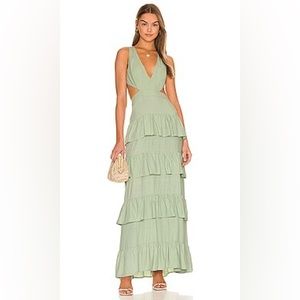 Line and Dot Green tiered maxi dress